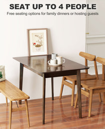 47.2 Rectangle Dining Table For 4, Mid-Century Modern Kitchen Table With Rubber Wood Frame For Dining Room, Mahogany