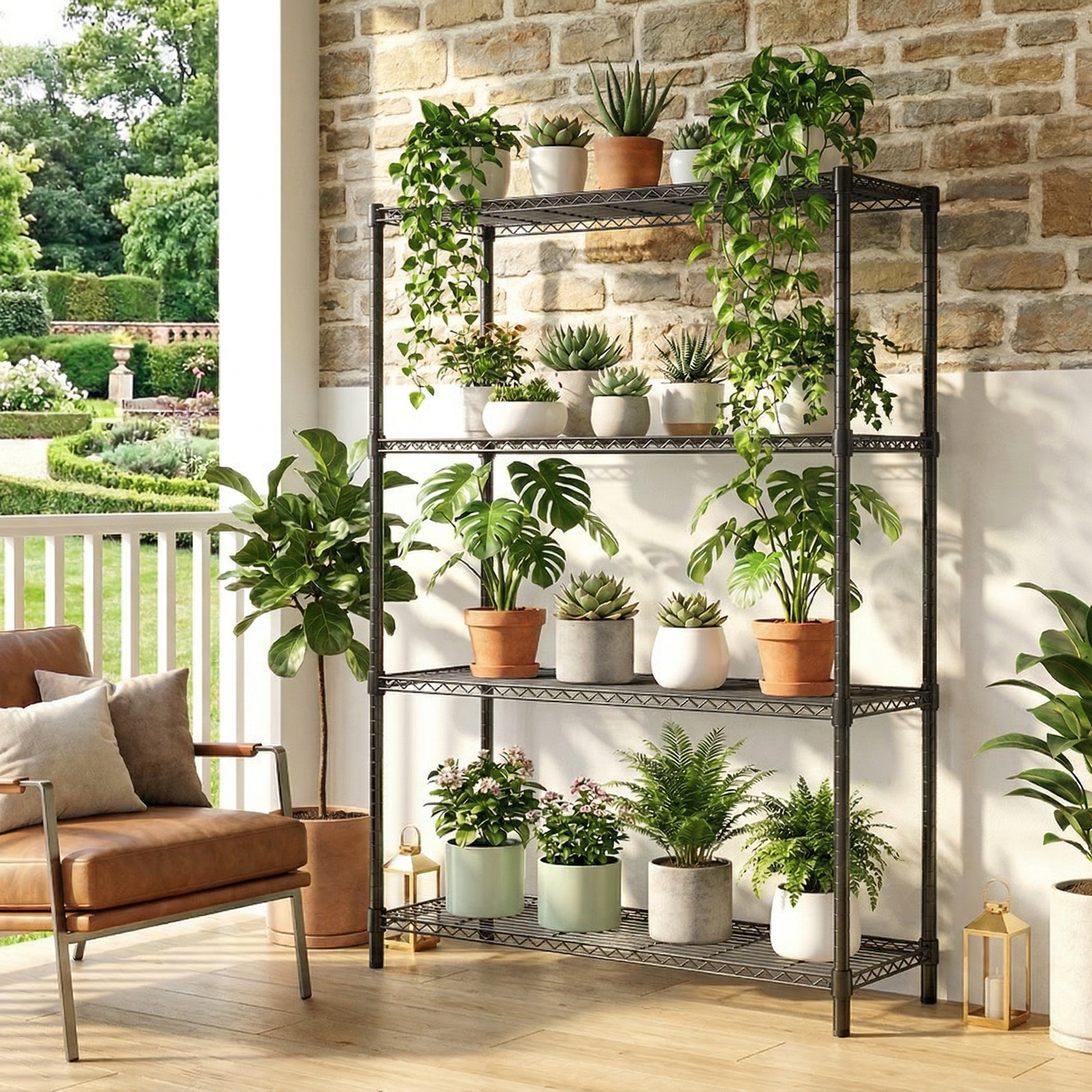 1400 LBS Garage Black Shelving Wide Storage Shelves 4 Tier Adjustable Heavy Duty Metal Wire Rack Standing Shelf Unit For Kitchen Office College Dorm Garage Warehouse 15.8  X 45.8 X 59.4