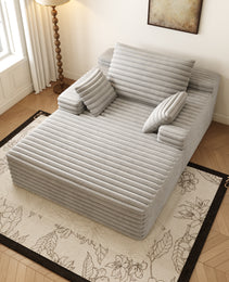 Chaise Lounge Chair Indoor, Oversized Upholstered Sofa Bed, Sleeper Couch Reading Chairs Fluffy Plush Faux Fur Cloud Sofas Couches For Living Room,Grey