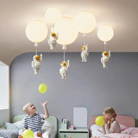 Astronaut Balloon Pendant Lights Kids Room Cartoon Cute Ceiling Lamp Children Nursery Bedroom Kindergarten Hanging Chandelier