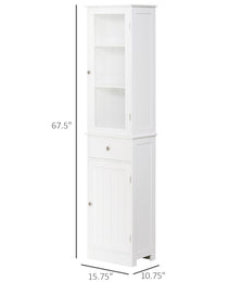 Slim Bathroom Storage Cabinet, Tall Bathroom Cabinet, Narrow Linen Tower with Acrylic Door, Drawer and Shelves, White