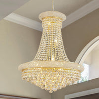 Modern Crystal Chandeliers Light Fixture,11-Light Empire Style K9 Crystal Chandeliers for Entryway, Chrome Finish Luxury Chandeliers for Living Room Bedroom Stairway Foyer Hallway D23.6