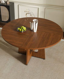 Round Dining Table For 4 - 47 Inch Farmhouse Kitchen Table  MDF Circle Table With Wood Grain Finish  300lb Weight Capacity  Easy Assembly For Dining Room  Kitchen  Living Room - Spiced Round Table
