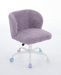 A&A Furniture Office Chair,Artificial Rabbit Hair Home Office Chair With Metal Base,Adjustable Desk Chair Swivel Office Chair,Vanity Chair Violet