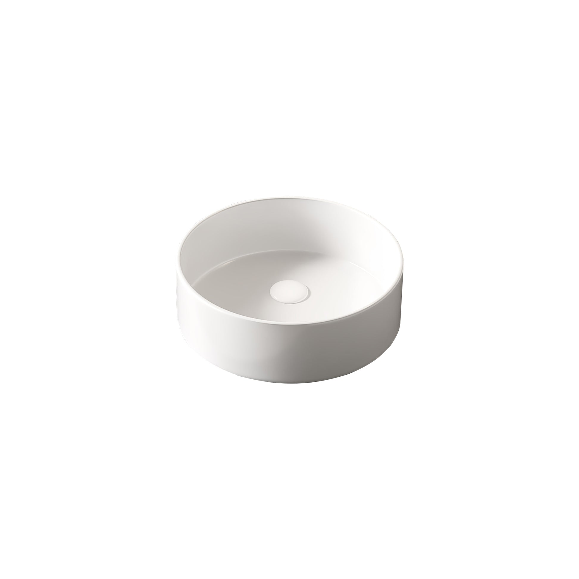 14 Bathroom Sink, Round Vessel Ceramic Basin Without Faucet, NO Cabinet, White