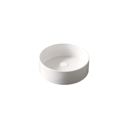 14 Bathroom Sink, Round Vessel Ceramic Basin Without Faucet, NO Cabinet, White