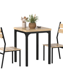 3 Piece Dining Table Set for 2, Modern Kitchen Table and Chairs, Dining Room Set for Breakfast Nook, Light Wood Grain