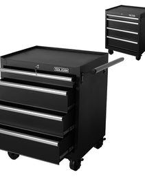Tool Storage Cabinet And Cart 27Inch Metal Tool Cabinet With 4 Drawer,Rolling Wheel, Ball Bearing Sliders, Black Powder Coating, Suitable For Garage, Warehouse, Workshop