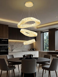 Large Modern Chandelier 5 Ring Chandeliers for High Ceiling Dimmable Black Chandelier High Ceiling Foyer Chandeliers for Living Room Dining Room Staircase