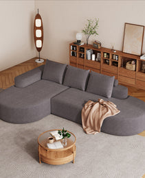 Modern Curved Sofa ,Chenille Upholstered Sectional Sofa Couch Set,Modular 108.5 L Shaped Sectional Living Room Sofa Set With 3 Pillows,Free Combination Sofa Couch For Living Room,Bedroom