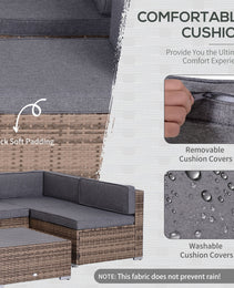 Modern Rattan Patio Furniture Set, 7-Piece Outdoor Wicker Sofa Set with Cushions for Home & Family Gatherings, Gray