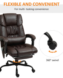 Massage Office Chair with 6 Vibrating Points, High Back Reclining Office Chair with Footrest and Remote, Brown