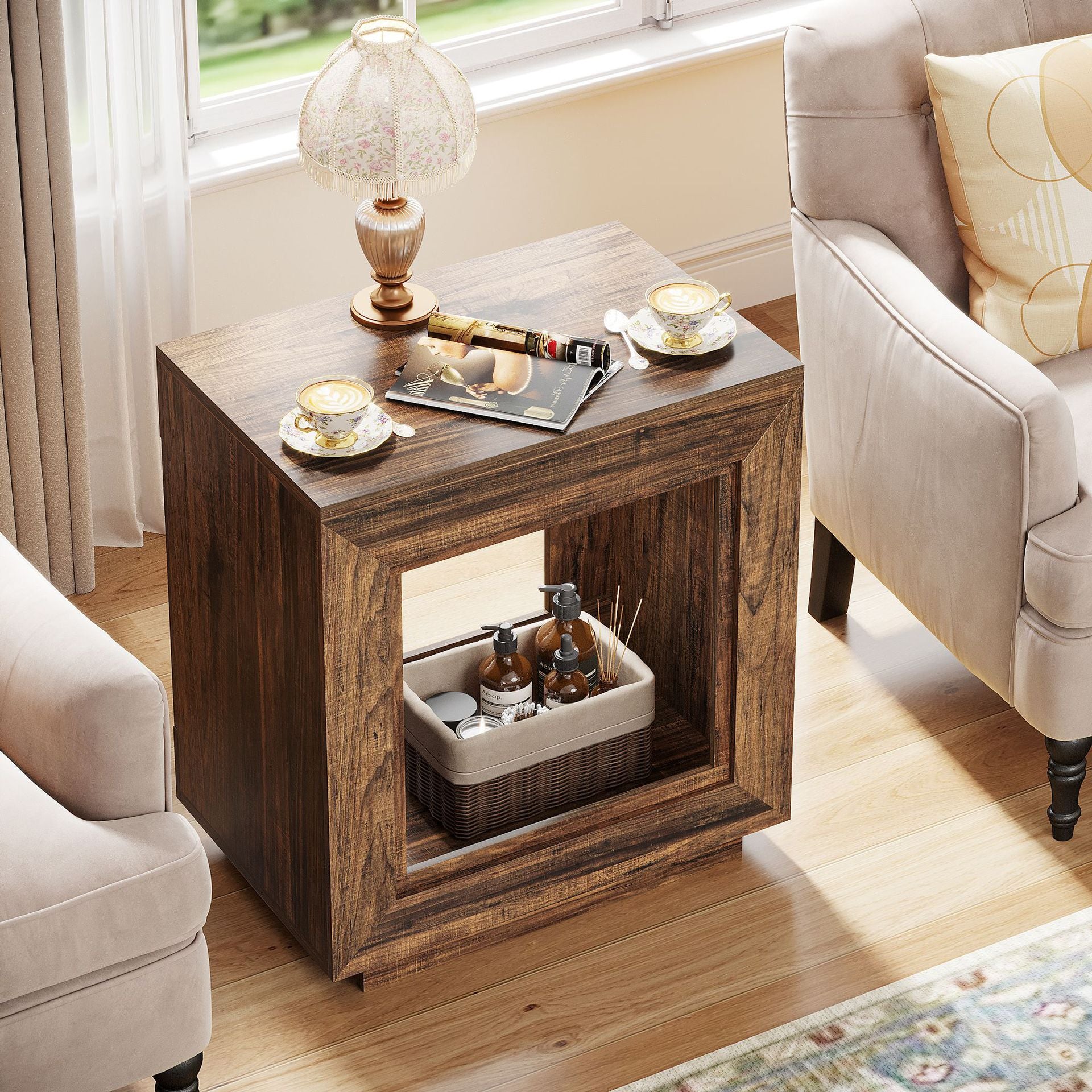 Eight-immortal Table Living Room Corner Storage Movable Side Table Cabinet