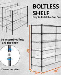 3 Tier Metal Shelf Wire Shelving Unit -  Set Of 2  1050lbs Capacity Heavy Duty Adjustable Storage Rack With Shelf Liners  Extensible To 6 Tier 2100lbs Shelving Designs   48  L X 18  D X 96  H  Black