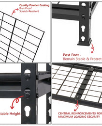 5- Tier Storage Shelves  Heavy- Duty Garage Shelving  Adjustable Shelving Unit  Steel Shelf  Boltless Assembly  For Garage  Shed  2 250 Lb Load   36 W X 18 D X 72 H Inches  Black