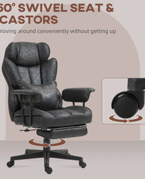 396lbs. Big and Tall Office Chair, Executive Office Chair with Footrest, Lumbar Support, and Reclining Function, Black