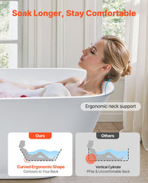 Acrylic Freestanding Bathtub, 67 Inch Contemporary Soaking White Tub With Polished Chrome Overflow And Drain, Elegant Oval Shape Stand Alone Soaker Tub For Modern Bathroom Or Remodel Projects