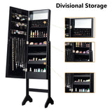 Mirrored Standing Jewelry Armoire Cabinet With LED Lights - CJDS