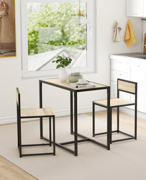3-Piece Dining Room Set, Industrial Kitchen Table Set with Rectangular Table and 2 Dining Chairs, Oak