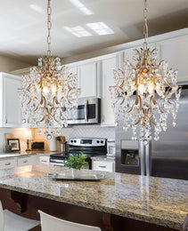Crystal Chandeliers Pendant Light Brass Finish 13In