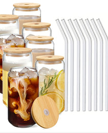 Glass Cup With Straw
