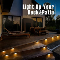 Warm White Solar LED Step Deck Lights Outdoor Waterproof for Patio Stair Fence Railing Pathway Garden Yard Decor Lamp
