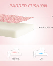 Armless Computer Desk Chair, Office Task Chair, Teddy Fleece Heart Makeup Vanity Chair with Swivel Wheels, Pink