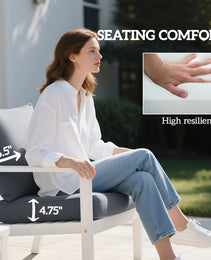 8 Patio Chair Cushions With Seat & Backrest, Fade Resistant Seat Replacement Cushion Set, Gray
