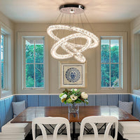 3-Ring Acrylic Crystal Chandelier Modern Ceiling Light Fixture