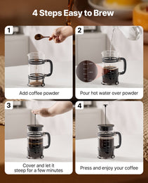34oz Glass French Press – 1L Heat-Resistant Borosilicate Coffee & Tea Maker with Precision Filtration