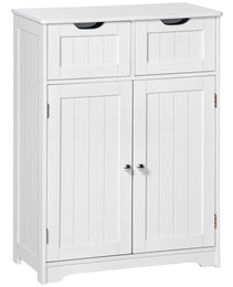 Freestanding Bathroom Storage Cabinet, Floor Cabinet with 2 Drawers, Adjustable Shelf, for Bathroom, Living Room or Entryway, White