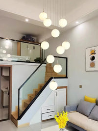 Stairs Modern Nordic LED Glass Chandelier Loft Duplex Living Room Lamp Hotel Lobby Long Chandelier Home Decorative Lighting