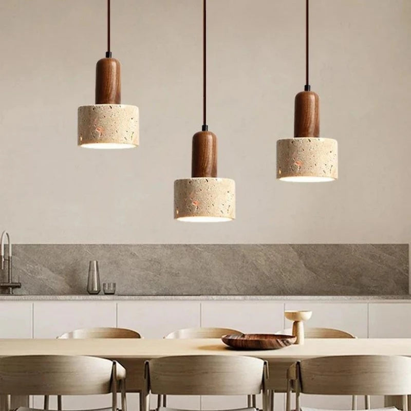 Yellow Travertine wabi sabi style bedside pendant light cream style famous inn retro Nordic restaurant dining table bar counter