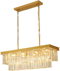 Black Crystal Chandeliers for Dining Room，18-Lights L46 Inch