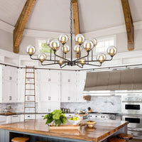 Large Sputnik Chandelier 47.2" Black Modern Smoked Glass Chandelier