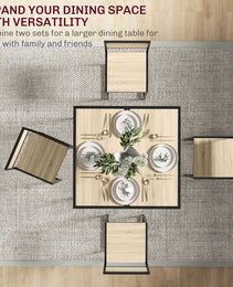 3-Piece Dining Room Set, Industrial Kitchen Table Set with Rectangular Table and 2 Dining Chairs, Oak