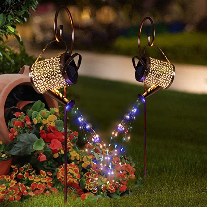 Solar Lights Outdoor Decorative, Metal Solar Watering Can Outdoor Lights IP65 Waterproof, Hanging Garden Decor Yard Lights Outside Patio Lawn, Gifts For Mom Women Birthday - CJDS