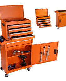 Tool Chest, 5-Drawer Rolling Tool Storage Cabinet With Detachable Top Tool Box, Liner, Universal Lockable Wheels, Adjustable Shelf, Locking Mechanism, Metal Tool Cart For Garage Workshop