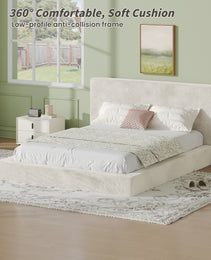 AirFrame Queen Frameless Bed Surround, 8.7  Cloud Upholstered Sponge Cushion, Easy Assembly Excluding Bed Frame, Off-white.