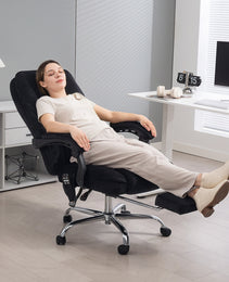 Massage Office Chair, Heated Reclining Computer Chair With Adjustable Height And Footrest, Black