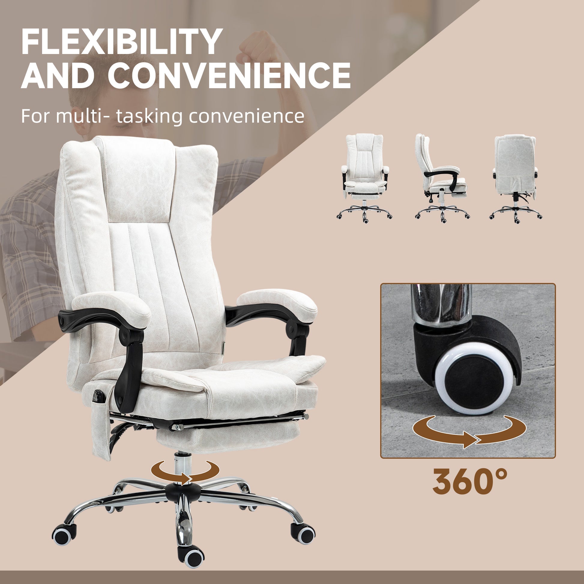Massage Office Chair , Reclining Computer Chair