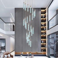 24-Light LED Modern Crystal Chandeliers, Large Long Foyer Chandeliers for High Ceilings, 78" Extra Long 3 Color Dimmable Staircase Chandelier Crystal Drop Light for Foyer Double Height Ceiling