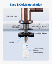 Ro Water Faucet, Lead-Free Stainless Steel Faucet, Drinking Water Faucets With Solid Brass Valve, Anti-Rust & Durability Drinking Water Faucets For Kitchen, Bar Counter, Cafe, Antique Bronze