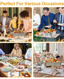 36Pcs Per Set Disposable Chafing Dish Buffet Set Food Warmers For Party Buffet Server Catering Supplies With Covers Utensils Half Size Food Pans For Parties Events BBQ Catering