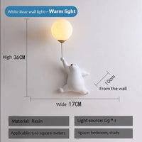 Cartoon Polar Bear LED Sconce Light Creative Wall Lighting Lampe Murale for Family Theme Hotel Kid Children Bedroom Wall Lamps