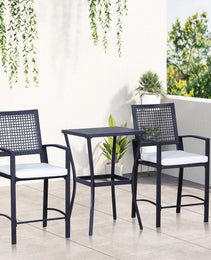 3pcs Patio Bar Set with Soft Cushion