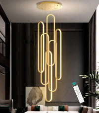 Modern LED Chandeliers for Foyer Entryway High Ceiling Long Staircase Chandeliers Dimmable Dimmable Flush Mount High Villa Foyer 2700K-6000K