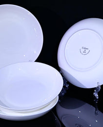 Lily Bone China Dinnerware Set, 4 Pieces, 8-inch Pasta White, Salad, Fruit Plate