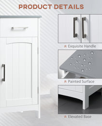 Bathroom Floor Cabinet, Freestanding Linen Cabinet, Storage Cabinet with 2 Drawers, Double Doors, Adjustable Shelf, White