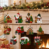 11 PCS 2D Flat Christmas Felt Ornaments, Christmas Hanging Felt Decor, DIY Holiday Decor for Home Halloween Party Accessories